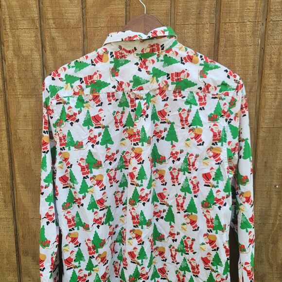Denim & Flower Ricky Singh Santa Christmas Tree Button Up Shirt Mens Size M - Picture 4 of 11